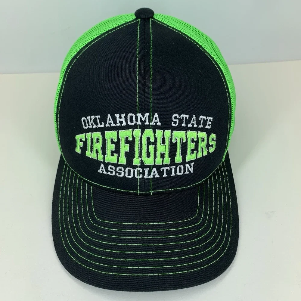 Oklahoma State Firefighters Association Hat Green Mesh Pacific 104c Snapback Cap